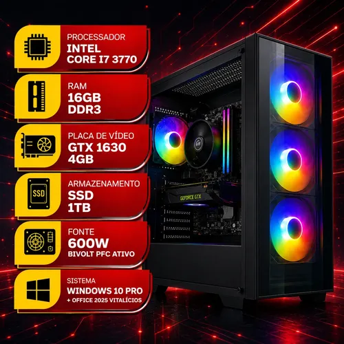 Pc Gamer I7, 16gb Ram, Ssd 1 Tb, Rx 460 4gb, W10, 600w, Wifi