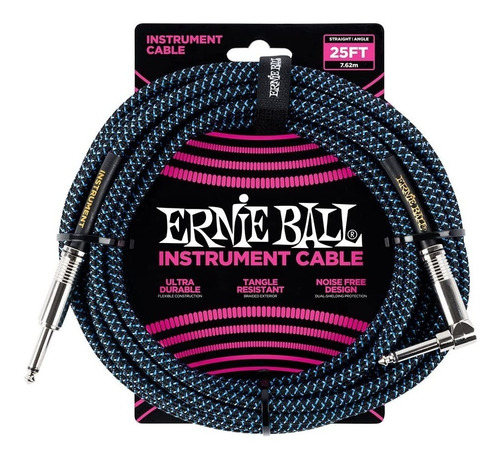 Cable Ernie Ball Mallado Para Instrumento 7,62 Mts.