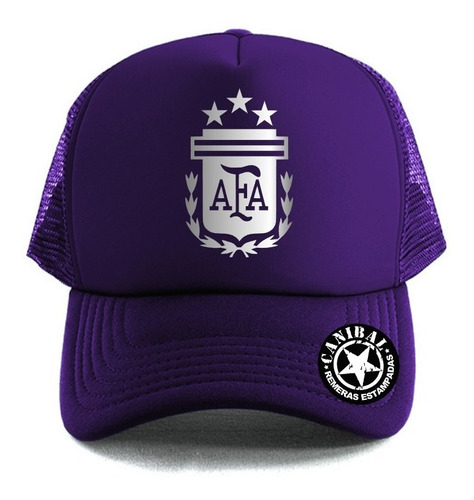 Gorras Trucker Afa Argentina Escudo Plateado Violeta Canibal