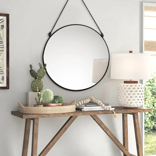 Espejo Circular Colgante Para Pared Espejo Redondo Negro Par