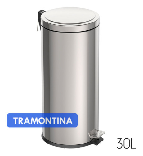 Lixeira Grande C/pedal Tramontina Inox 30l 94538/130 Cozinha Cor Cinza