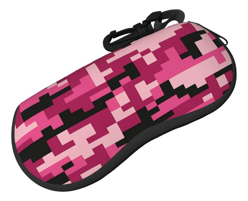 Pink Pixel Camo Sunglasses Case With Carabiner Travel Eyegla