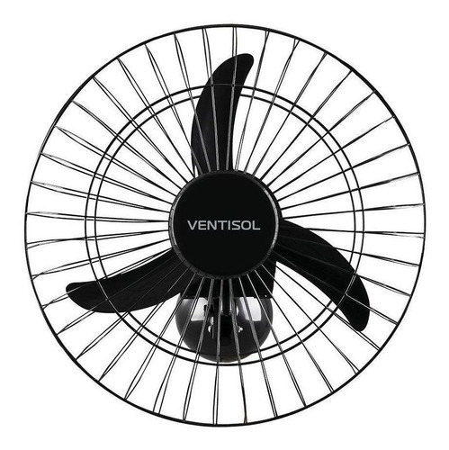 Ventilador de parede Ventisol Comercial preto com 3 pás de plástico, 50cm de diâmetro 127V/220V