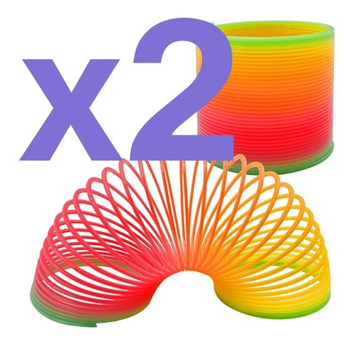 Pack X2 Resorte Magico Slinky Multicolor Rainbow Juguete