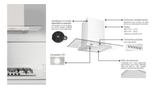 Coifa Tramontina Vidro Reto 90cm Aço Inox Exaustor Depurador