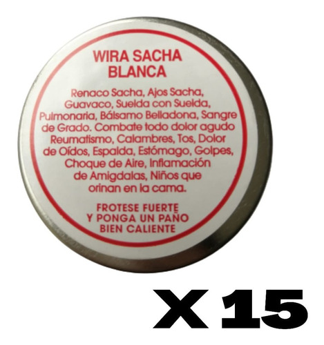 Wira Sacha Blanca Unguento Frotacion En Lata (15 Gr)