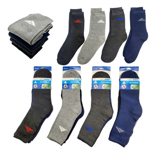 Pack 12 Calcetines Hombre Deportiva Larga Calcetas Bambú Adi