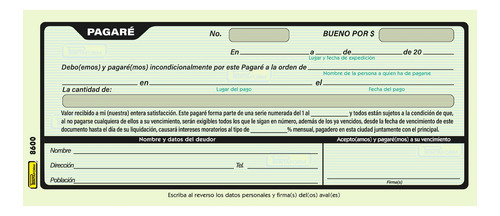 Pagaré Printaform B-8600 (pq. C/3 Blocks)