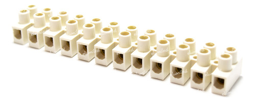 Bornera Electrica 12 Polos 4mm2 3a 380v 95mm Ignifuga Blanca