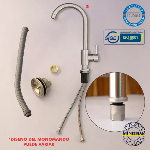 Fregadero De Lujo Acero Inoxidable C/ Monomando 60x60x87cm