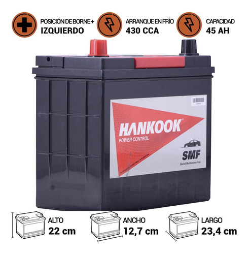 Batería Hankook Mf55b24rs 45 Ah 430cca