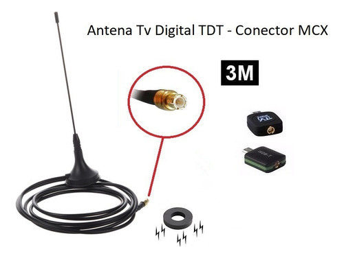 Antena Tv Digital Conector Mcx  Iec  Sma Para Sintonizador