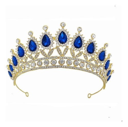 Corona Gemas Azul Para Reina, Novia, Xv Años, Carnaval .