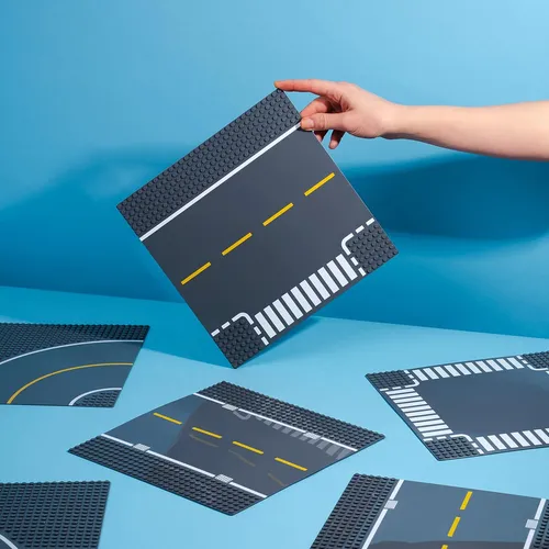Base De Construcción 8 Pzas Con Diseño De Carretera Gris