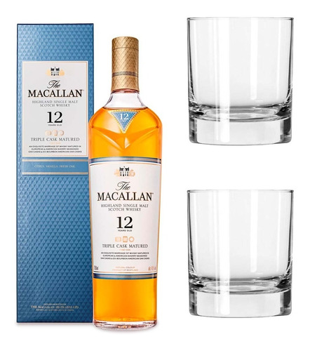 Whisky The Macallan Triple Cask 12 Años + 2 Vasos 270ml