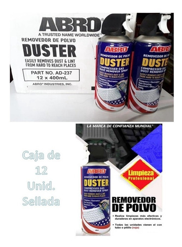 Caja De 12 Unidades De Aire Comprimido Duster Abro Limpieza 