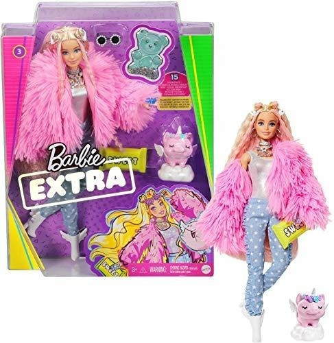 Muñeca Barbie Extra Doll N. ° 3 En Abrigo Rosa