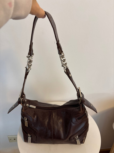 Cartera Blaqué Color Chocolate Chocolate Lisa Plateado Chocolate (Usado)