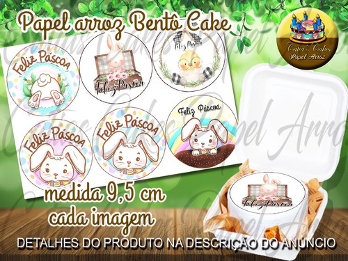 Papel De Arroz Mini Bolo Bento Cake Feliz Páscoa Coelho 