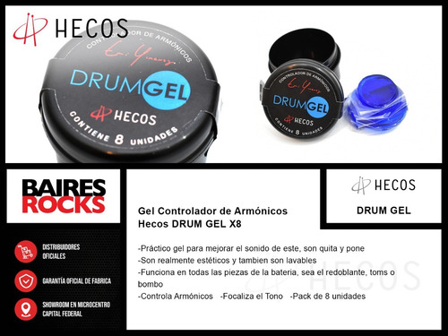 Imagen 2 de 10 de Gel Controlador De Armónicos Hecos Drum Gel X 8 Unidades