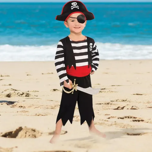 Kit De Disfraz De Pirata Para Niños | 10 Piezas Con Chaleco, Sombrero Y Accesorios
