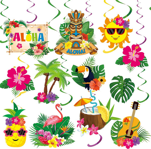 30 Decoraciones De Fiesta Luau Hawaianas, Decoraciones De Fi