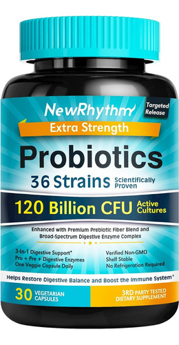 Suplemento Newrhythm Probiotico 120 Bi 36 Cepas 30 Cápsulas