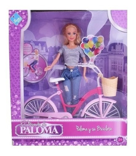 Muñeca Paloma Y Su Bicicleta El Duende Azul Art 7576