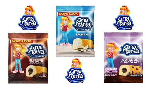 Bolo Ana Maria Duplo Kit C/12 Pacotes Choc/baunilha/gotas  