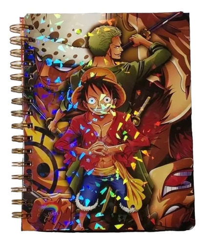 Cuaderno One Piece Holográfico Con Esquelas Agenda Anime