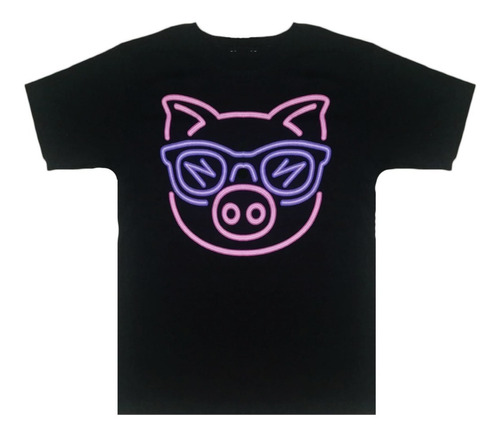 Playera Juvenil Graphic Negro Moda Casual Estampado Alamala