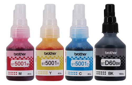 Kit De 4 Botella Original De Tinta Brother Bt5001 Y Btd60bk