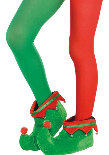 Imagen 1 de 3 de Medias Elfo Duende Rojo Verde Arlequin Navidad Disfraz