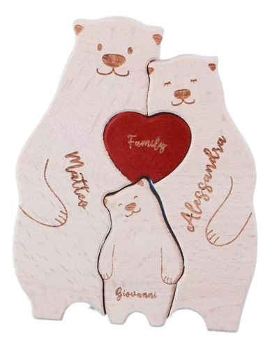 Familia De, Rompecabezas De Arte De Madera, Regalo De 3