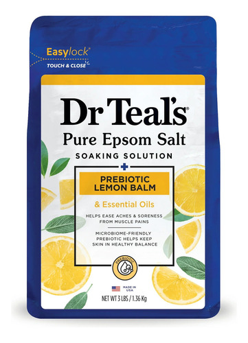 Dr Teal's Epsom Salt Magnesium Soak, 3 Lbs Fragancia Lemon