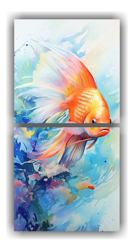 60x30cm Set 2 Lienzos Ángel Fish En Colores Translúcidos