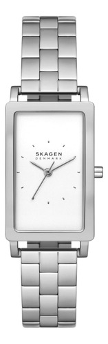 Reloj Skagen Hagen Rectangular Plateado Con Pulsera De Acero