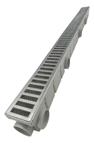 Ralo Linear 6cm X 1 Metro Aluminio Com Coletor Branco E Tela
