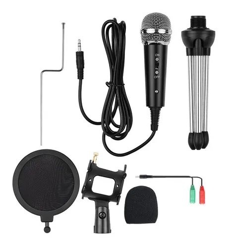 Mini Micrófono De Condensador Con Filtro De Trípode Mini Mic Color Negro