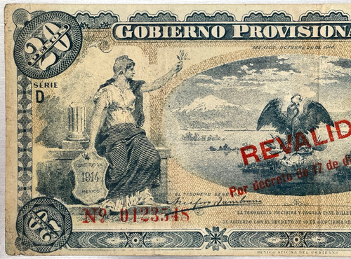 Billete 20 Pesos Gobierno Provisional De México Octubre 1914 (Usado)