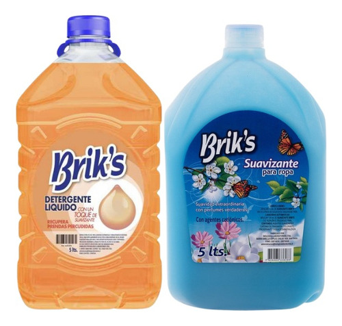 Pack Detergente Liquido Brik's + Suavizante Brik's 5 Litros