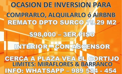 Remate Dpto Surco /// Inversón A Futuro
