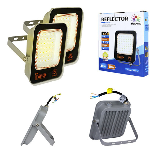 2 Pack Reflector Montable Led Luz Calida 30w 3300lm Ip65