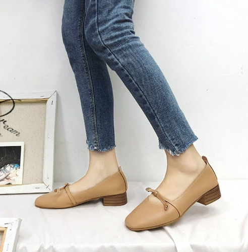 N Flats Zapatos De Tacón Bajo De Moda Retro Para Mujer