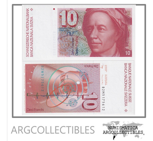 Suiza Billete 10 Francos 1979-1992 P-53a(3) Unc