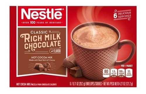 Nestle Classic Rich Milk Chocolate Falvor  Sobres -6pz 