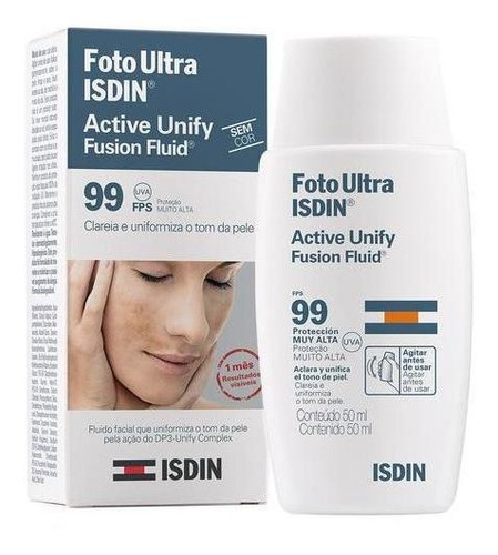 Imagem 2 de 2 de Clareador Facial Isdin Active Unify Fusion Fluid Fps 99
