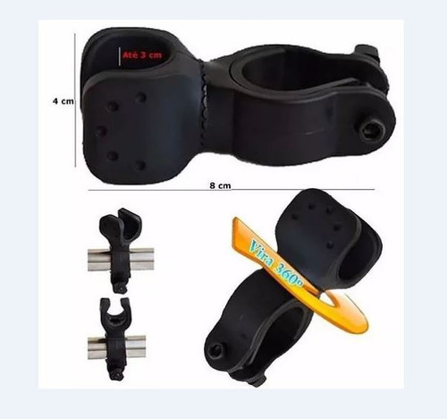 Imagem 2 de 8 de Suporte De Lanterna Tática Para Guidão Bicicleta Gira 360°