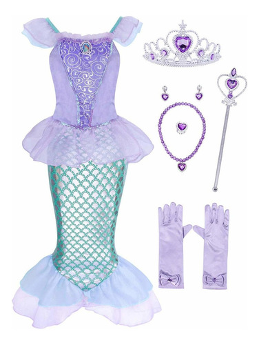 Disfraz De Sirena Amzbarley Para Niñas Princesa Ariel Outfit