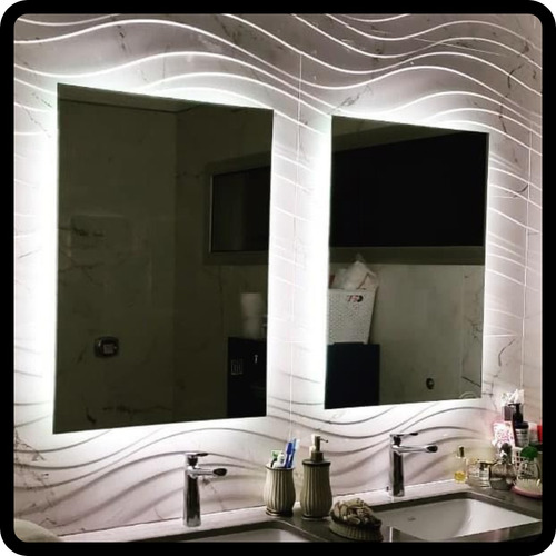 Espejo Con Luz Led 60 X 70 Para Baño Accesorios Caba Marco Sin Marco